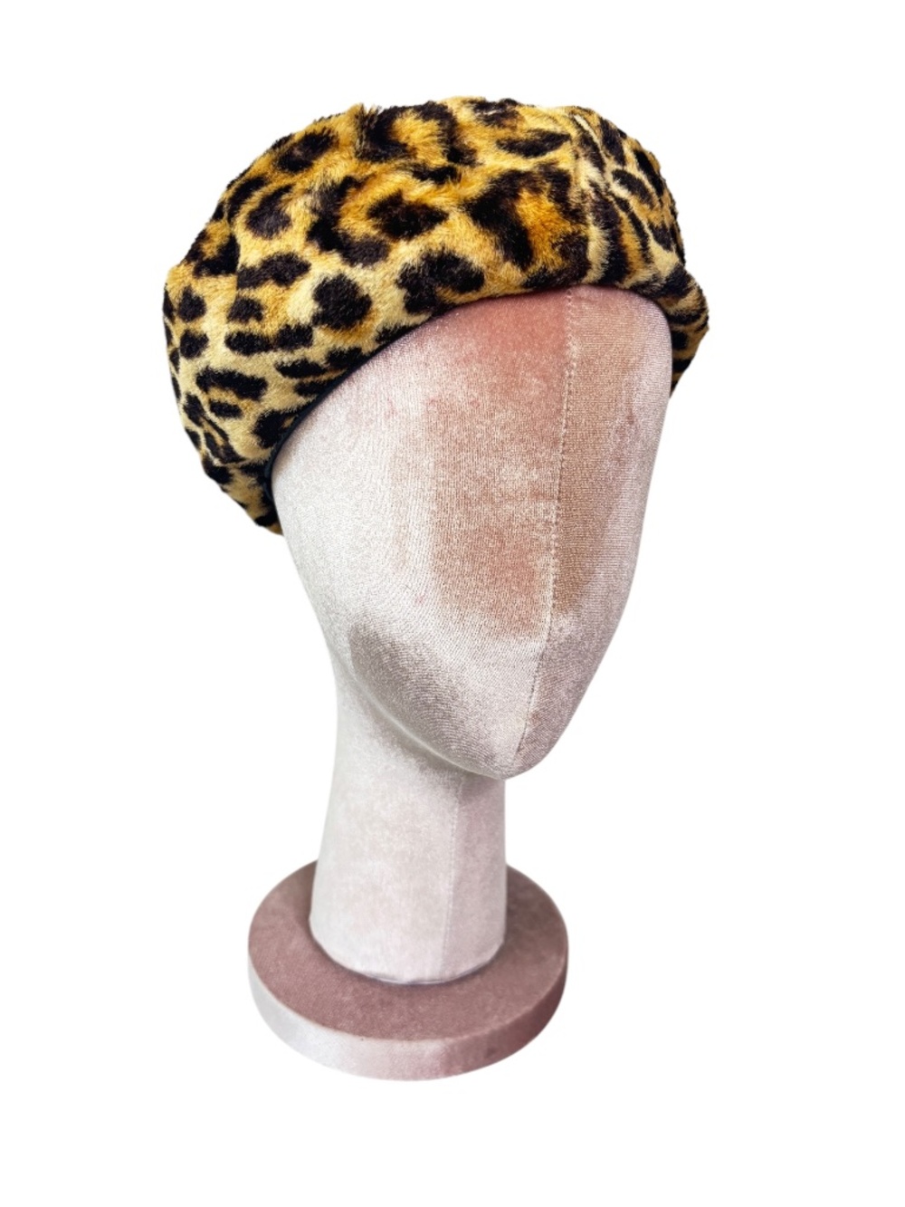 Vintage 1960s Leopard Faux Fur Beret – Classic Parisian Style
